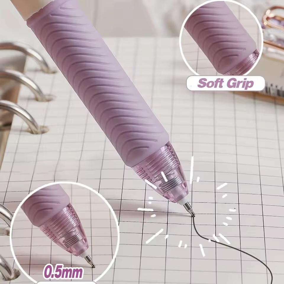 4pcs Cute Floral Gel Pen, Retractable Gel Pen, 0.5mm Quick-Drying Black Ink Pen Cute Pen, Fine Point Pen, Smooth Writing Pen