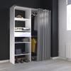 ARTIC Dressing Room with Curtain - White - 1 Column + 2 Wardrobes + 1 Drawer - EKIPA