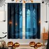 2pcs- Halloween Dark Forest and Castle Printed Curtains, Pole Bag Home Decorations, Room Decorations