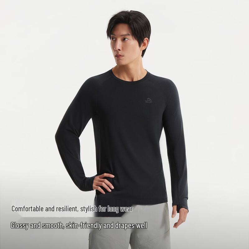 PELLIOT Men's Merino Wool Long-Sleeve Base Layer T-Shirt