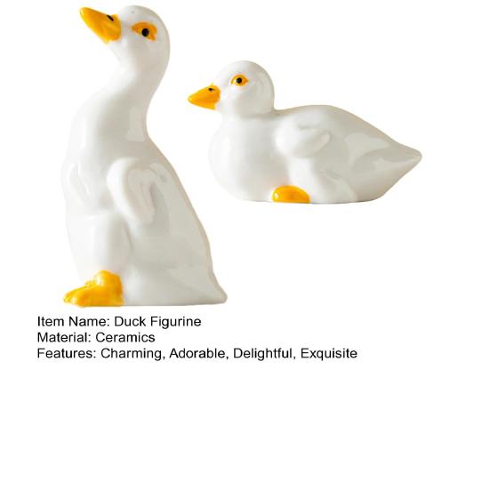Ceramic Duck Statue Cute Mini Duck Figurine Small Animal Sculpture for Home Office Desktop Garden Porch Decor