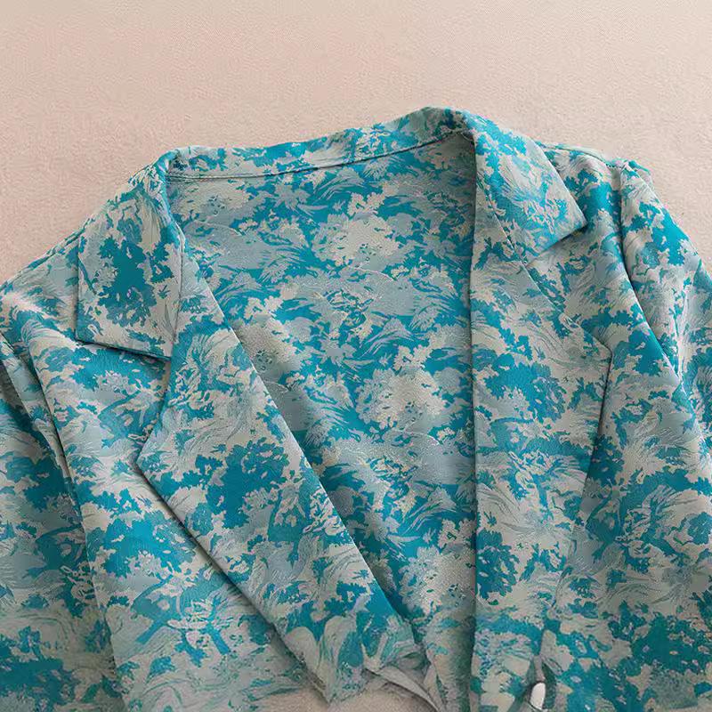 Elegantní žakárové sako slim fit - Dámské jarní/letní se 7/8 rukávem