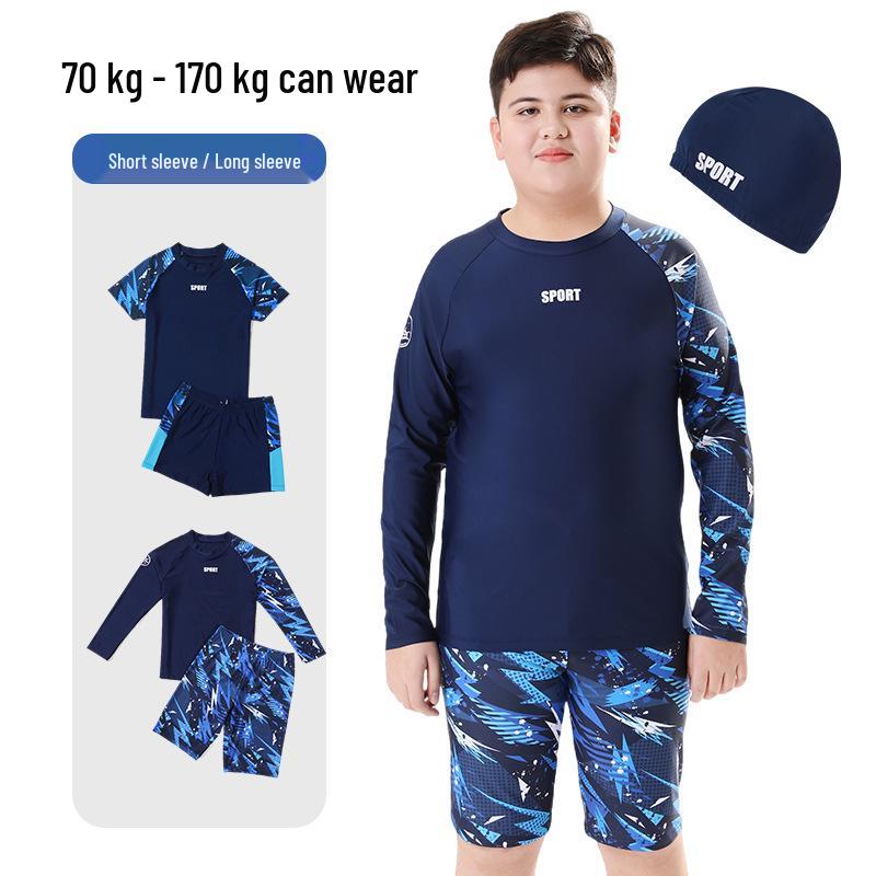 

Boys Two-Piece Swimsuit Set - 2025 Sun Protection Swimwear for Big Kids Size 170