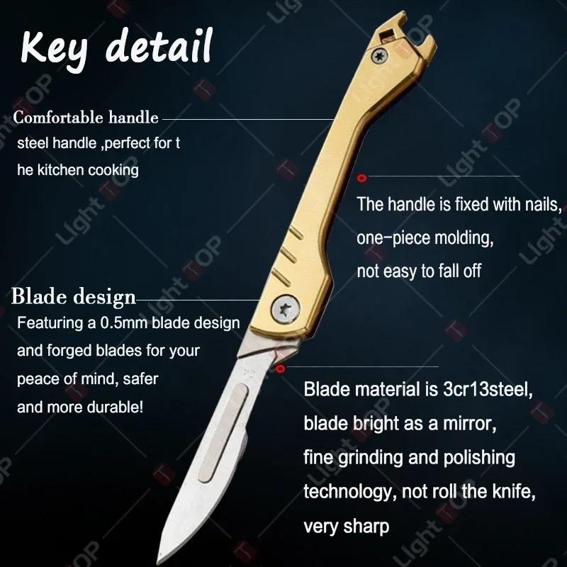 Stainless Steel Folding Knife Pocket Knife With 9 Replaceable Blades Sharp Hobby Knife Craft Knife Kit Kitchen Accessoires