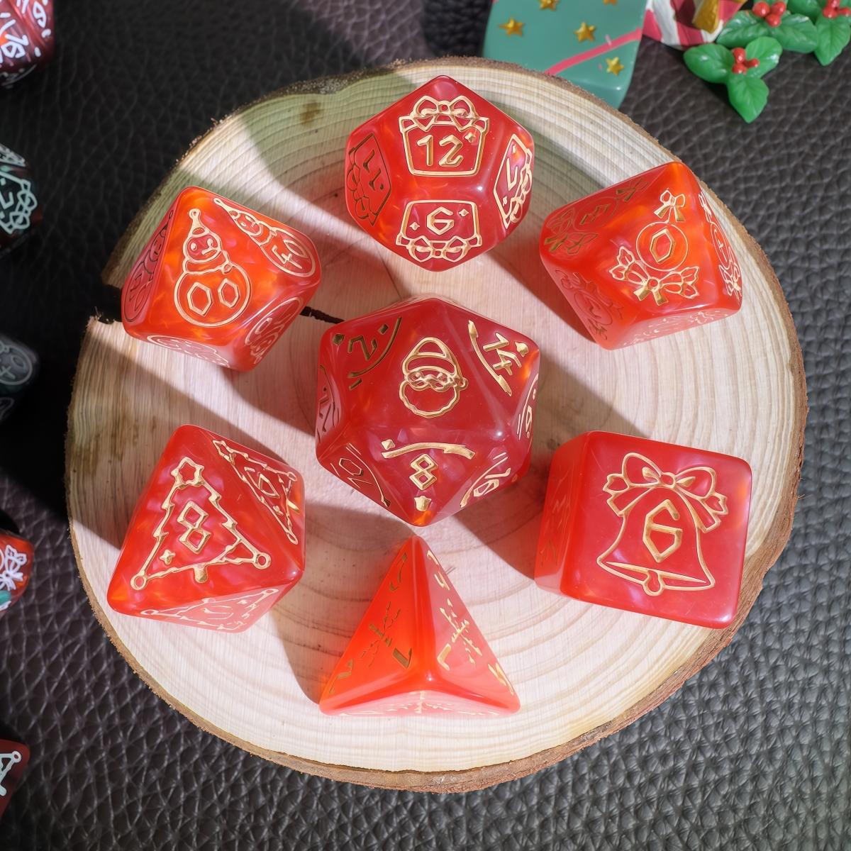 

7pcs DND Dice Set Christmas Theme Polyhedral Dice for DND RPG Board Game Accessories червоний