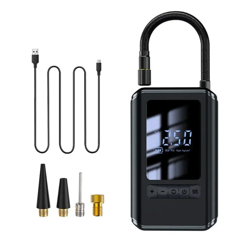 

Digital display air pump, handheld self-pushing electric mini tire pump, handheld wireless digital display charging pump