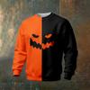 Men's Casual Sweatshirt Long Sleeve Neck Halloween Print Pullover for Holiday Party and Everyday Wear
