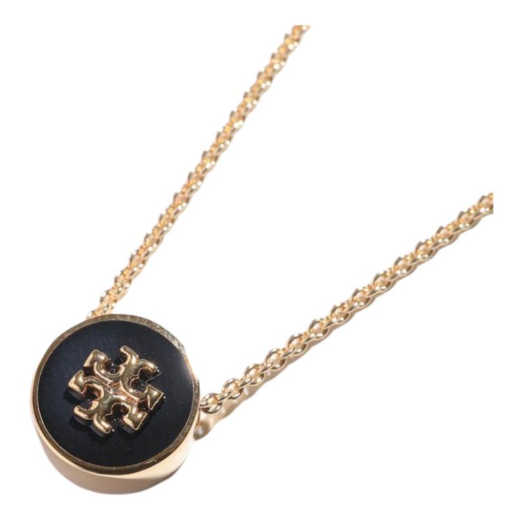 Tory Burch Logo Design Enamel Brass Necklace Women Necklace Gold 24A90549_700