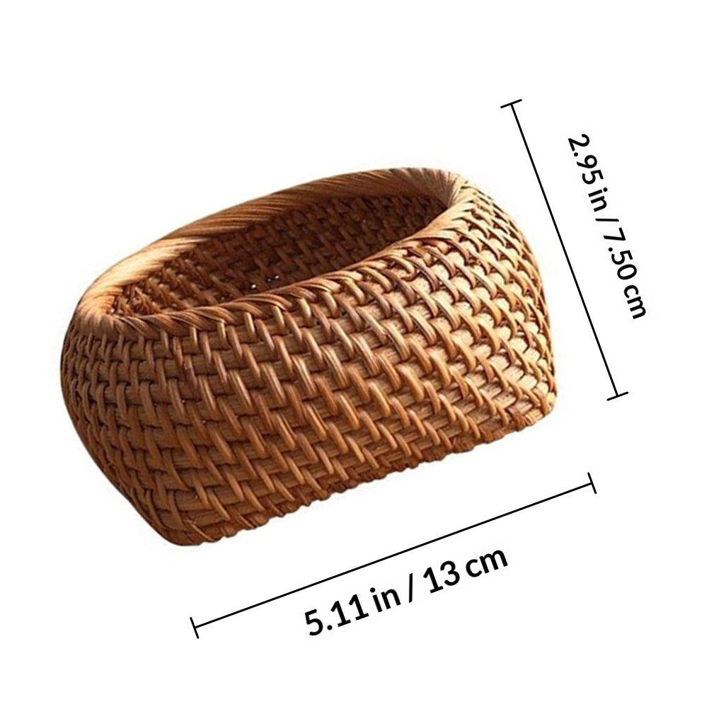 Natural Rattan Woven Tea Biscuit Container Fruit Holder Snack Serving Box Rustic Decorative Storage Basket for Tea Kitchen