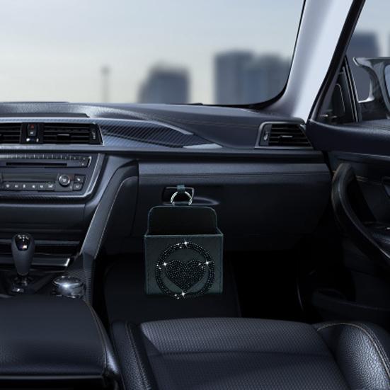 Auto Umělá kůže Úložný box do auta Lesklý Luxusní Láska Srdce Drahokamy SUV Nákladní automobil Auto Ventilátor Závěsný organizér Taška na telefon Pouzdro na klíče