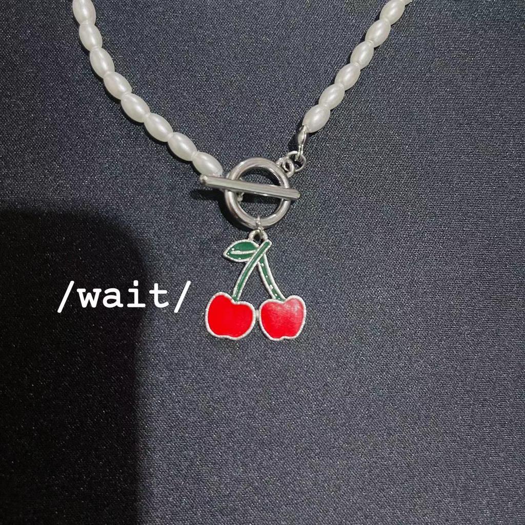 Sweet Cherry Girl Neck Chain Simple Temperament Versatile Pearl Clavicle Chain Japanese and Korean Mori Fresh and Cute Necklace