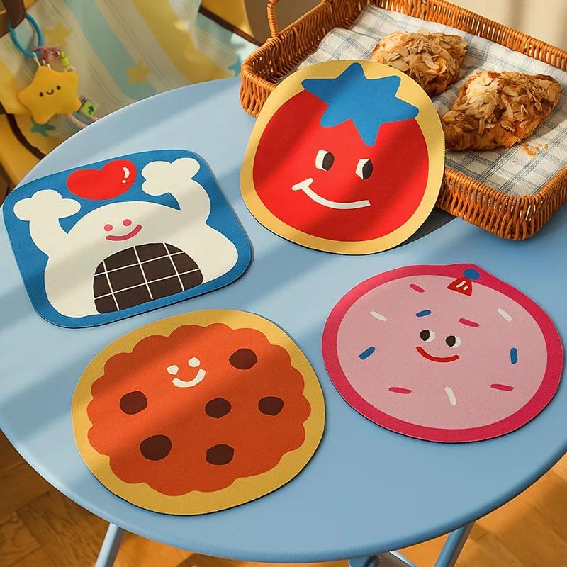 Cartoon Food Coasters Round Diatomite Heat Insulating Mats Household Table Absorbent Non-slip Coaster Home Accessories Kitchen