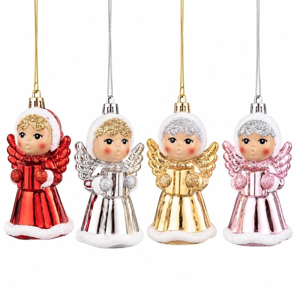 Glitter Detail Angel Doll Pendant Plastic Angel Hanging Decor Christmas Tree Decor