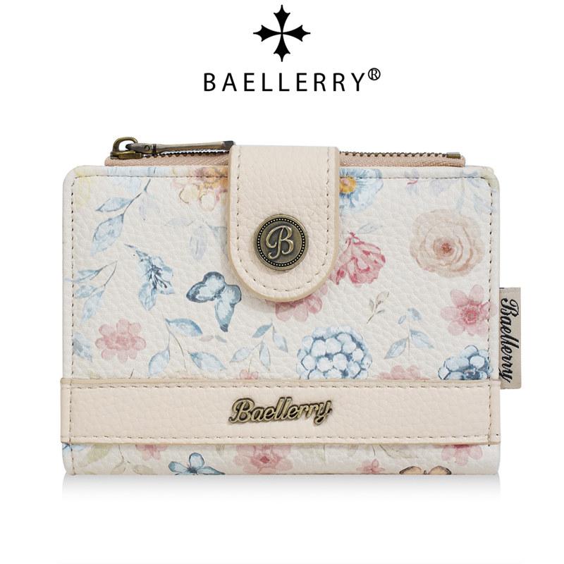 Baellerry Flowers Print Women Fashion Short Wallets Artificial Leather Zipper Coin Purse Money Pack