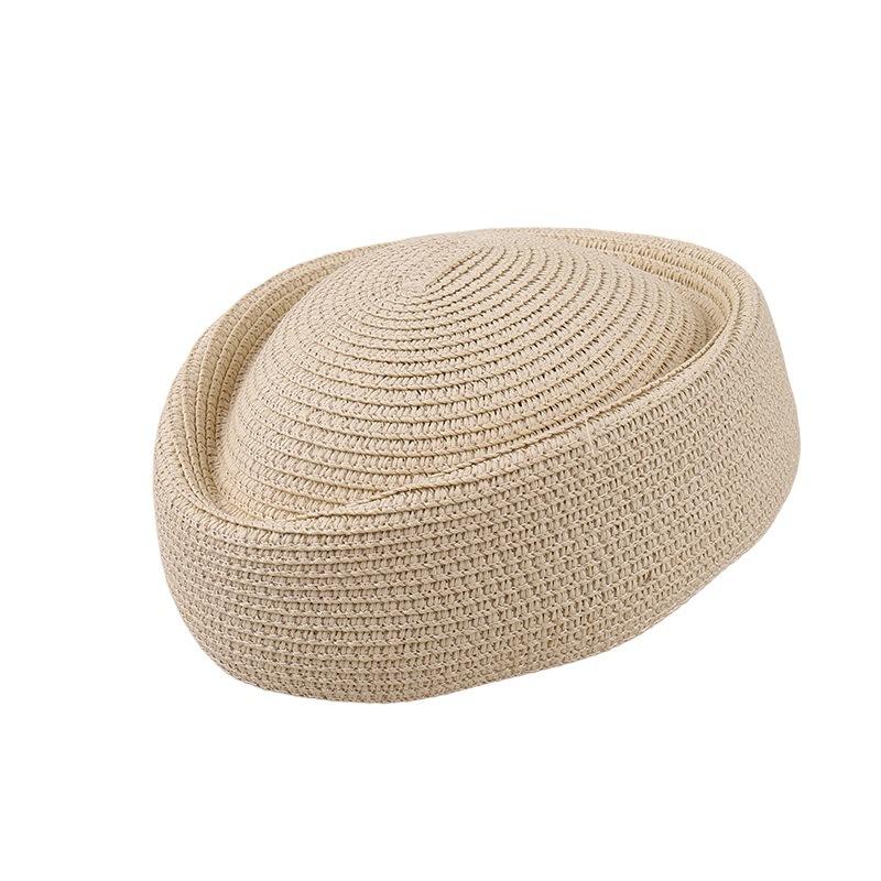 Simple solid color straw beret children spring and summer fashion casual painter bud hat stewardess hat shows small face
