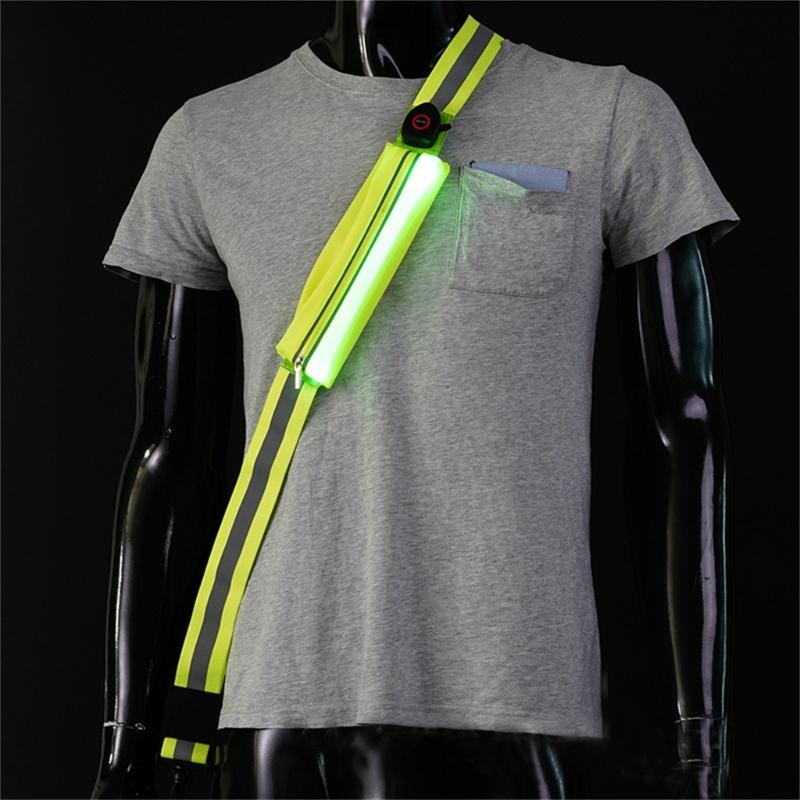 Wiederaufladbarer USB LED Reflektierender Gürtel Schärpe Verstellbare Länge Laufgürtel