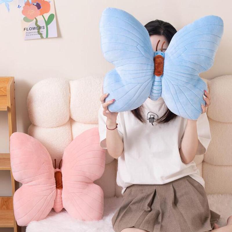

Butterfly Throw Pillow Pastoral Style Girl Heart Pink Blue Butterfly Pillow Cute Butterfly Cushion Bedside Bedroom Sofa Decor 40cm