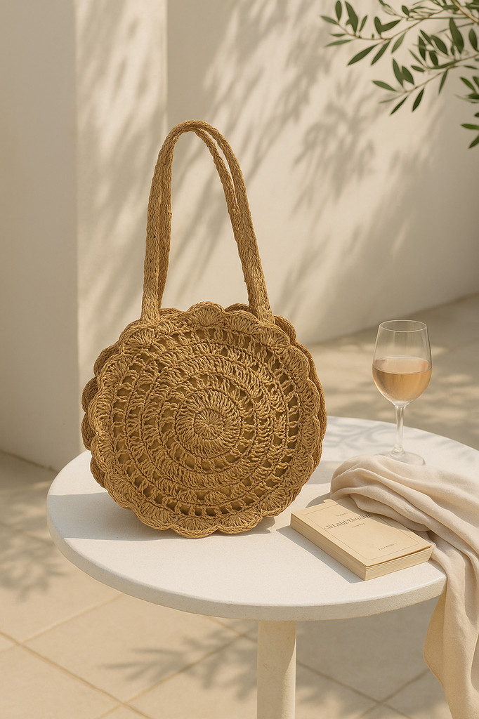 Straw Knitting Beach Bag for Women Handmade Bohemia Style Shoulder Handbags