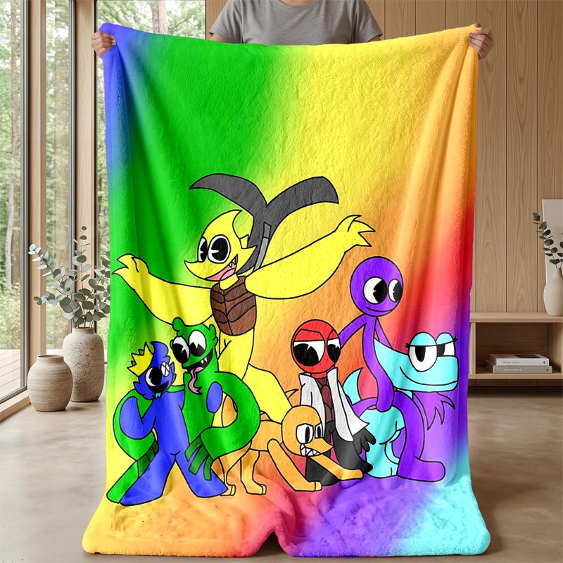 Rainbow friendsPrinted Flannel Blanket Cozy Skin-Friendly Warm Throw for Couch Bed Indoor Daily Use
