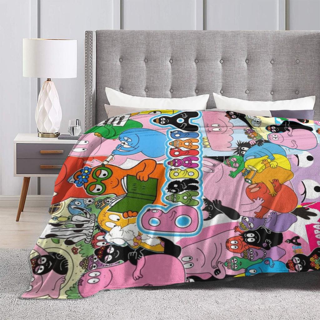 Barbapapa Barbamama Family  Flannel Blanket  Super Warm Throw Blanket for Home Decor Travel Print Bedspread Sofa Bed Cover
