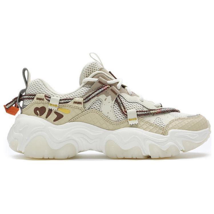 New FILA FLUID 5 WAFFLE Breathable Lightweight Low Top Chunky Sneakers Women's White Brown F12W422109FSM