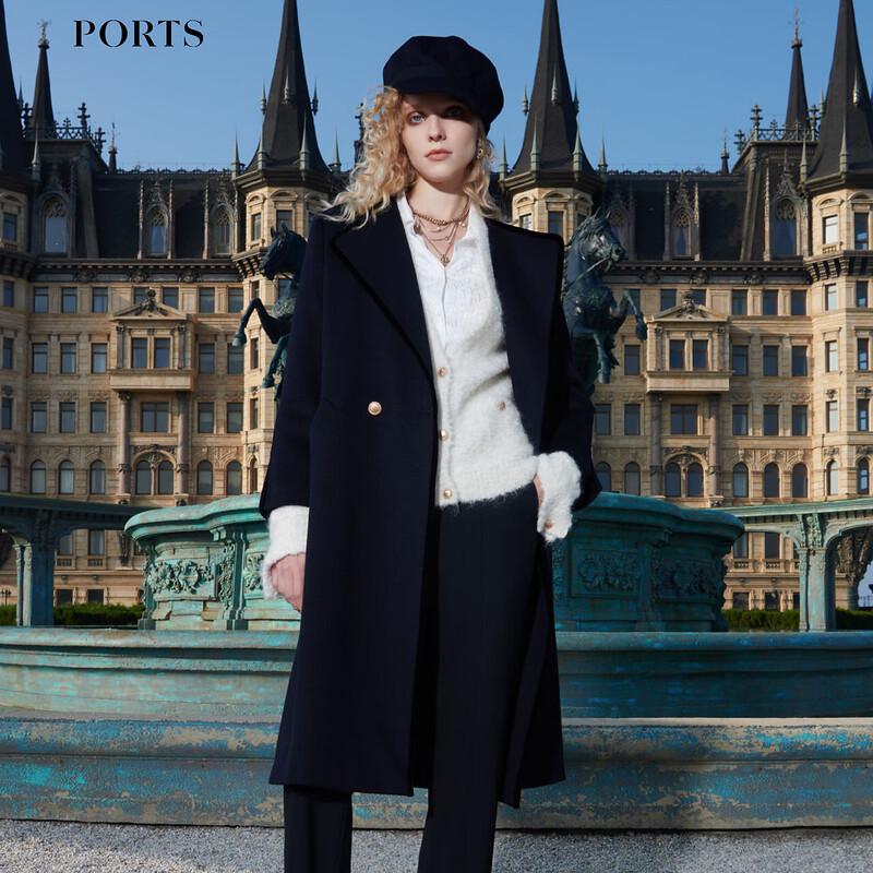 Ports Women's Dark Night Blue Mid-Length Wool-Cashmere Coat