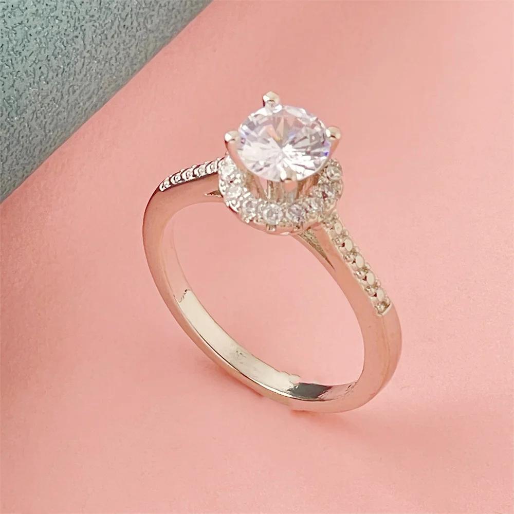 New 925 Sterling Silver Ring Simulation Diamond CZ Ring, Suitable For Female Charm Jewelry Engagement Gifts