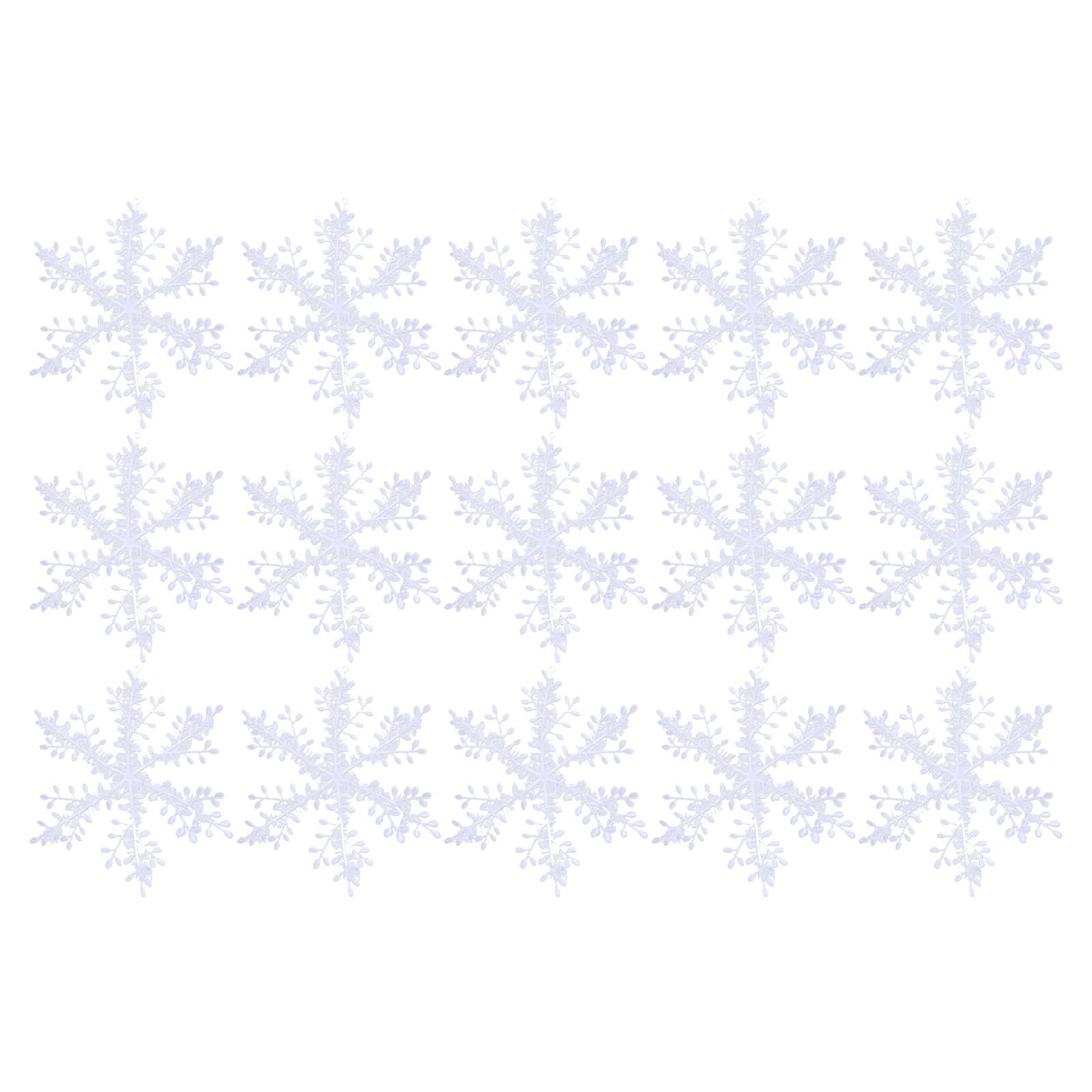 

15 шт. Рождественские подвесные украшения в виде снежинок Зимние блестящие украшения-снежинки для окна, рождественской елки, потолка белый