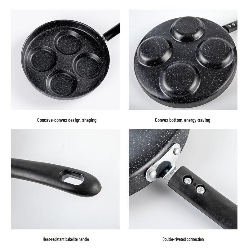 WuTuo 4-Hole Cast Iron Non-Stick Breakfast Egg Pan