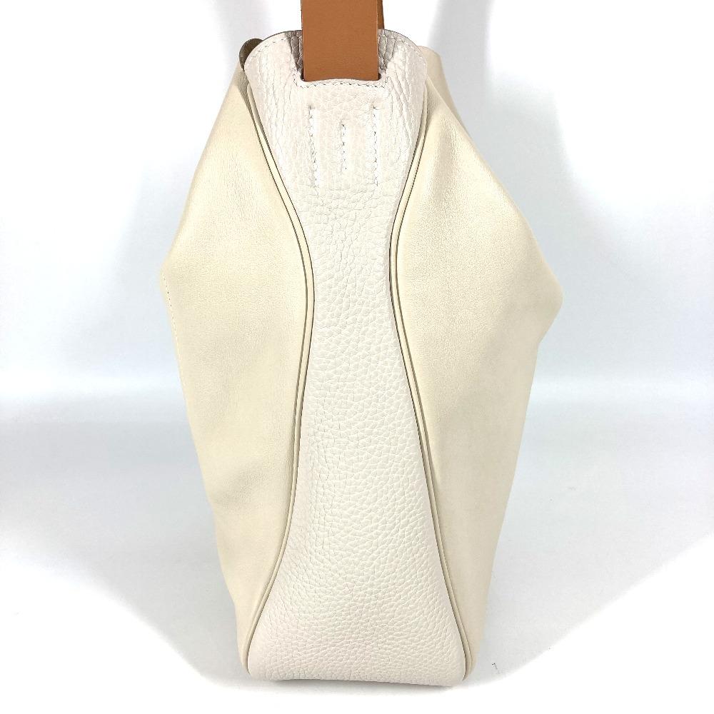 HERMES Wilvort 24 Tote Bag Shoulder Bag Leather IvoryBased/Brown