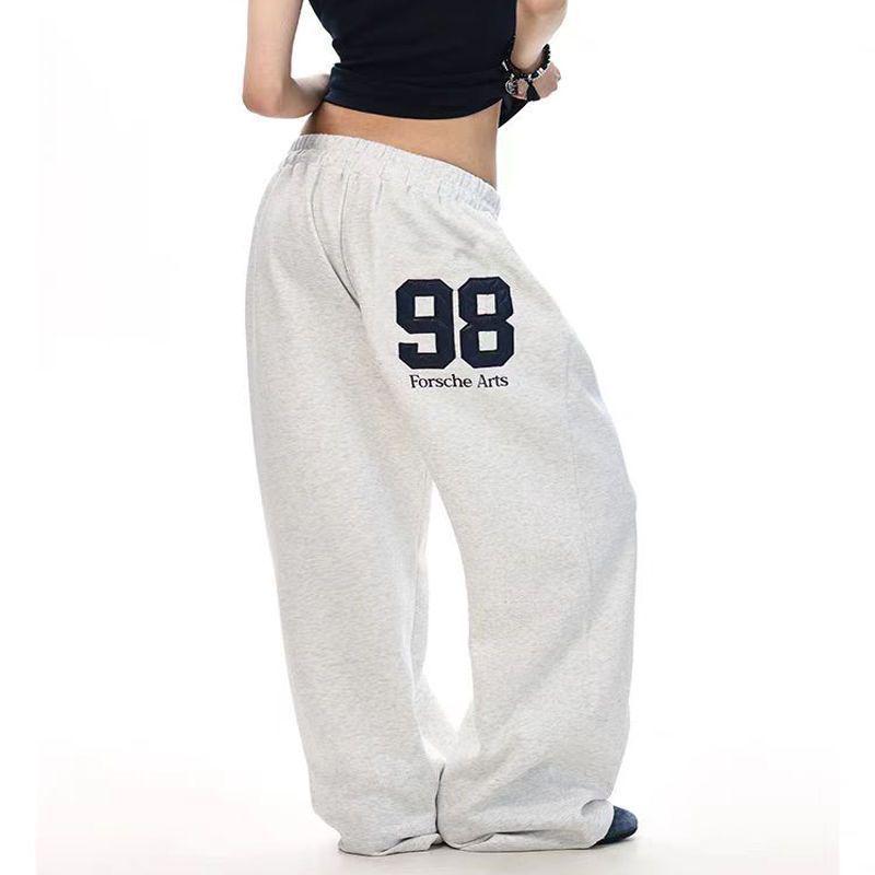 Girls' Retro Sport Patchwork Wide Leg Sweatpants