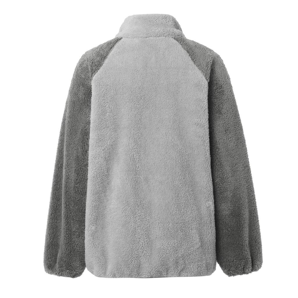 Women's Winter Fashion Plush Loose Cozy Colour Block Coat