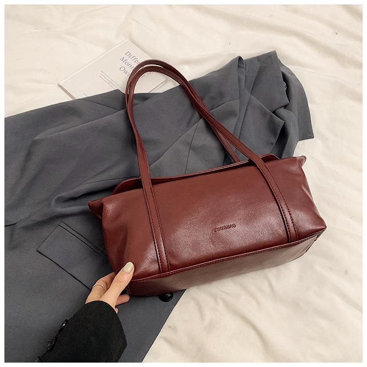 2025 simple retro texture large capacity commuter bag square student leisure tote bag portable shoulder messenger bag
