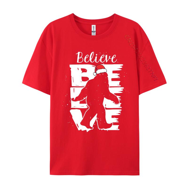 Believe Bigfoot Sasquatch Christmas T Shirts Tops Tees Shirts Sweatwear Basic Mens Clothing Plus Size S