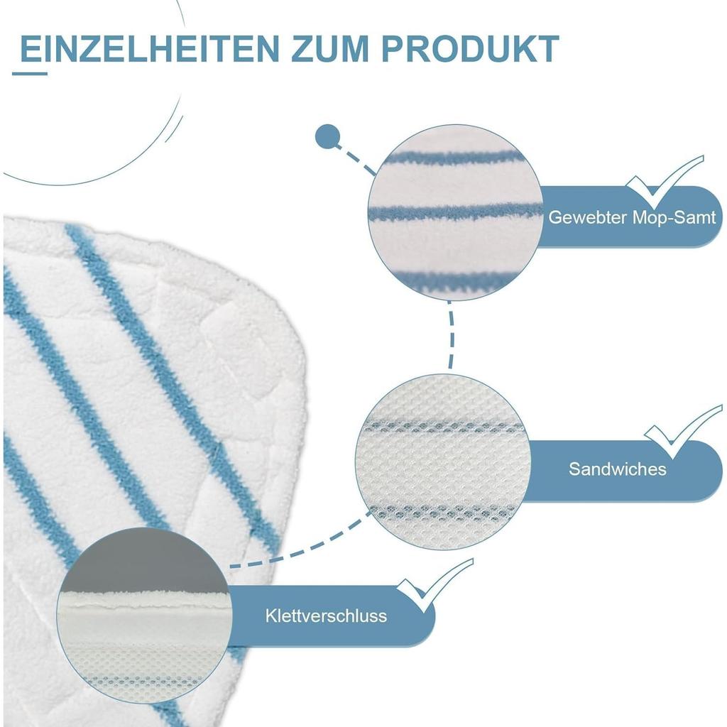 Steam Mop Replacement Floor Cloths Compatible with Steam Cleaners Suitable for All Types of Floor Coverings Microfibre Steam Mop Covers Steam Mop