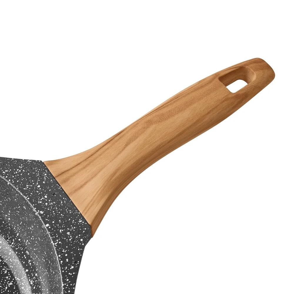 Cast Aluminum 8In Fry Pan Nonstick Durable Kitchen Cookware Easy Cleanup Oven Safe Dishwasher Safe Charcoal Speckle Finish