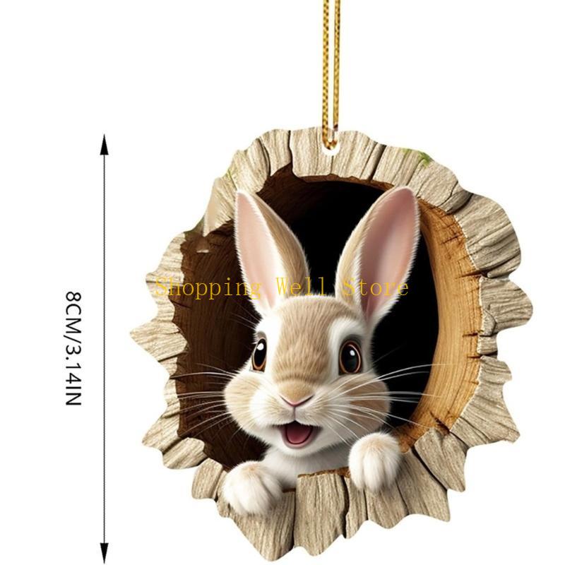KX4B Easters Rabbit Decors Colorful Handmade Easters Ornament Acrylic Texture Suitable for Storefronts and Party Enthusiasts