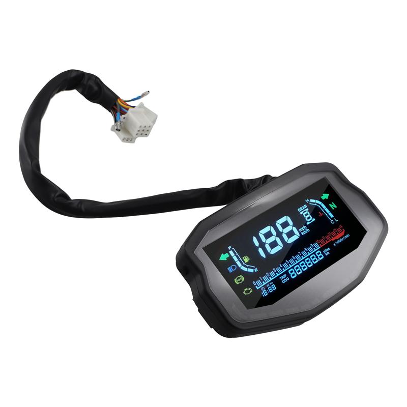 A82M-Universal Speedometer Water Temperature And Oil Gauge Odometer LCD Instrument как