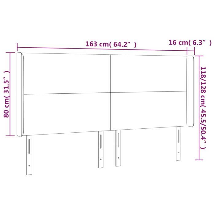 VidaXL LED Headboard Bedroom Furniture Double Bed Accessory Head of Bed Frame Interior Dark Grey 3123823