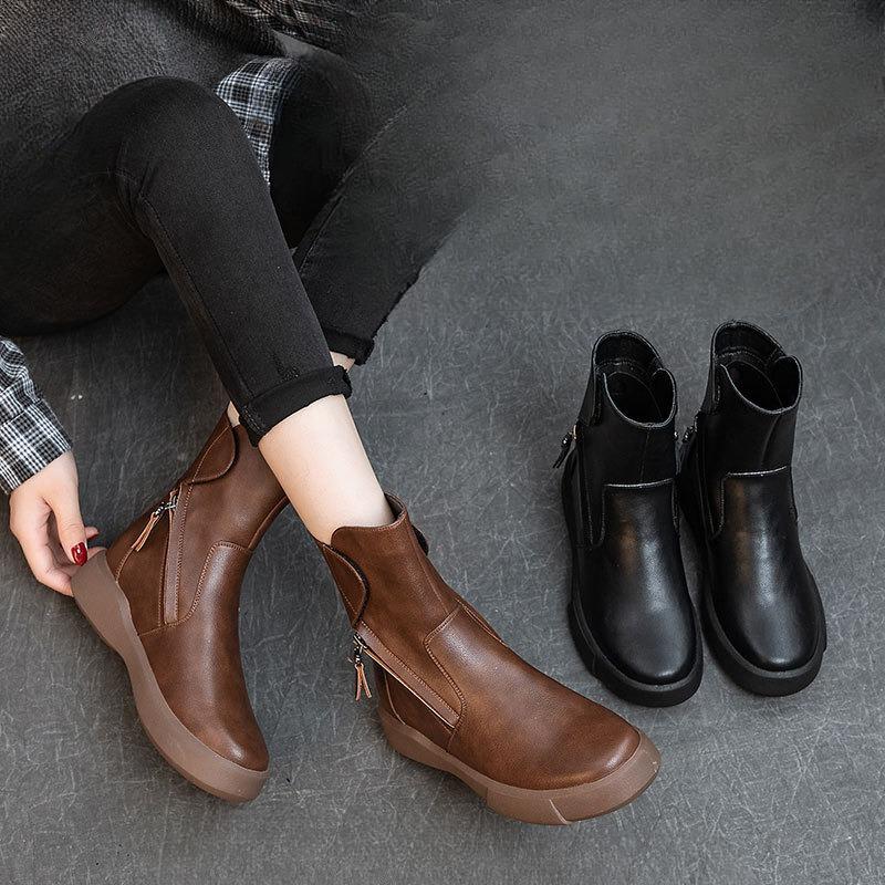 Versatile Boots Women's Shoes Retro Thick-soled Ankle Boots Breathable and Anti-slip Boots