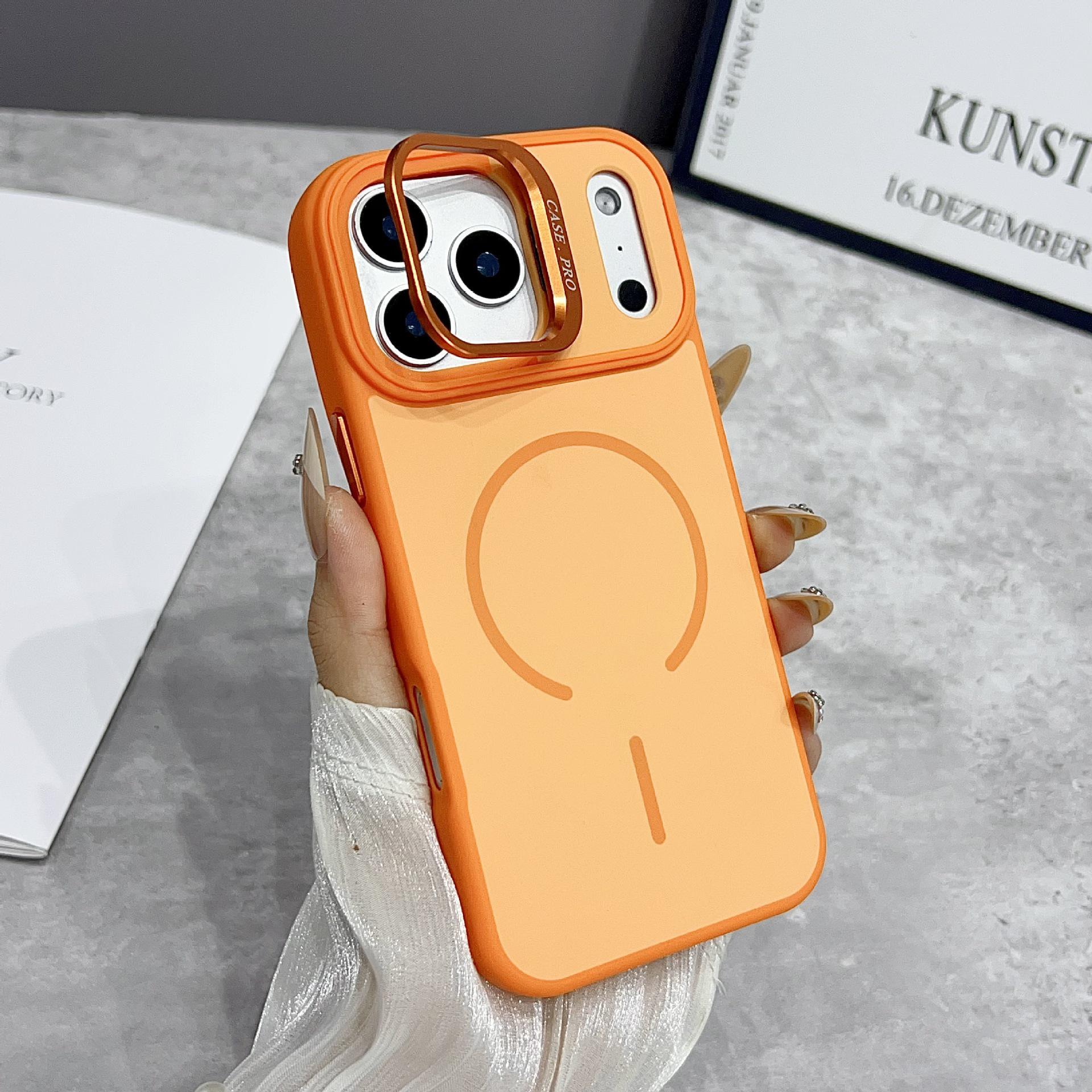 

Apple 17Pro Max Skin-Feel Magnetic Case with 16 Lens Stand - Bright Contrast Colors iPhone 13 помаранчевий