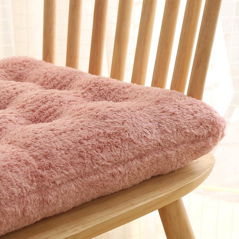 Warm Mats Chair Cushions Luxury Short Plush Dining Chair Cover Soft Mats Anti-Slip with Ribbon