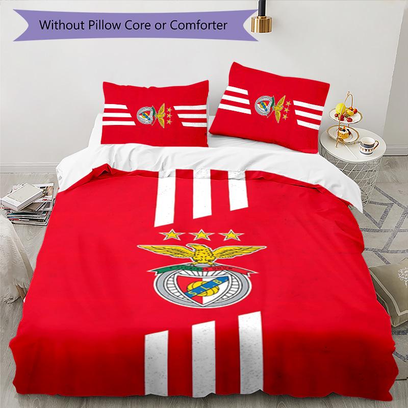 3pcs B-Benfica Design Cover Set - HD Printed Bedding with 1 Cover and 2 Pillowcases - Perfect for Home and Dorm Decor