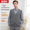Hengyuanxiang Men's Pure Cashmere V-Neck Vest Sweater