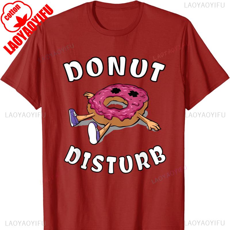 Funny Sayings Donut Disturb Funny Outdoors Cotton TShirt Harajuku Men Clothing Graphic Mens Anime Clothes Mens T Shirts Tops S
