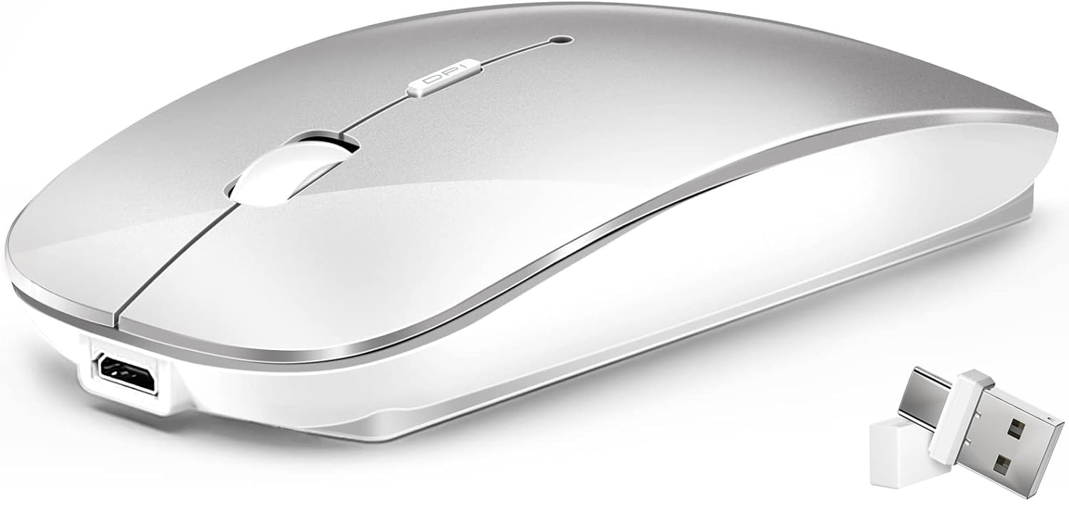 

Wireless Bluetooth 3DPI High Compatible with and PC Mouse, Quiet, Rechargeable, Ultra-Thin, 2.4GHz, Modes, Accuracy, Portable, iPad, iPhone, Mac,