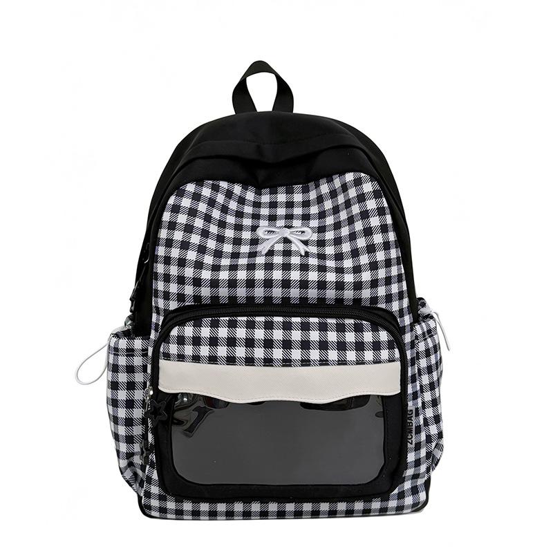 Schoolbag Japanese new high-value fresh and sweet plaid backpack, junior high school student schoolbag for women, lightweight and large-capacity