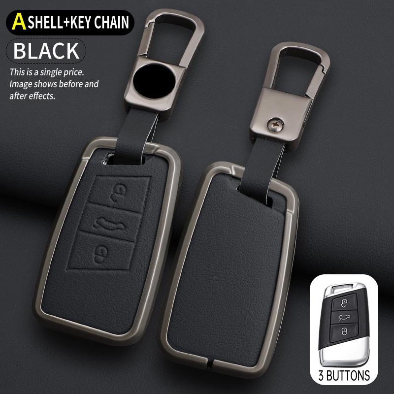New Zinc Alloy Leather Car Key Cover, For Skoda Vrs Superpa Octavia A5 Kodiaq Octavia A7 A8, Protected Keychain Bag, Accessories