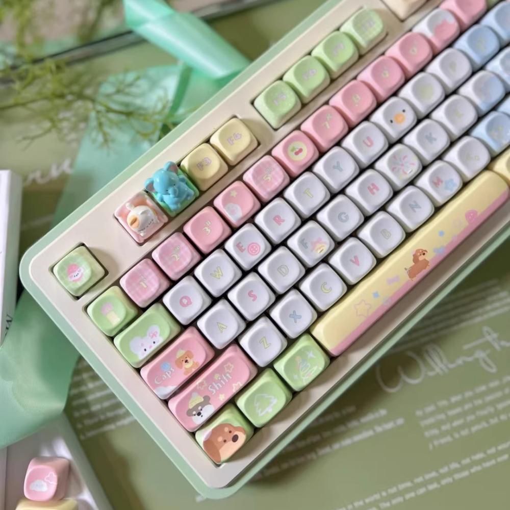MAIMOOO Puppy Party Keycap Five-Sided Thermal Sublimation Customized Moa Pbt Material Cute  For Diy Keyboard Keycap