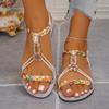 New Bohemian Summer Open-toe Sandals for Women, Large Size Beaded Trendy Round-toe Beach Sandals